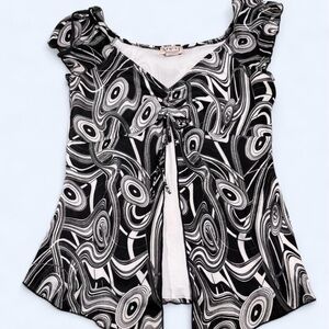 MKM Designs Black and White Abstract Blouse